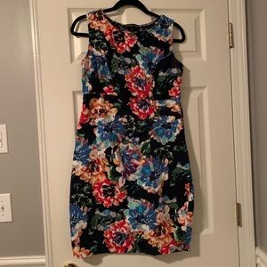 Navy floral dress with lace back